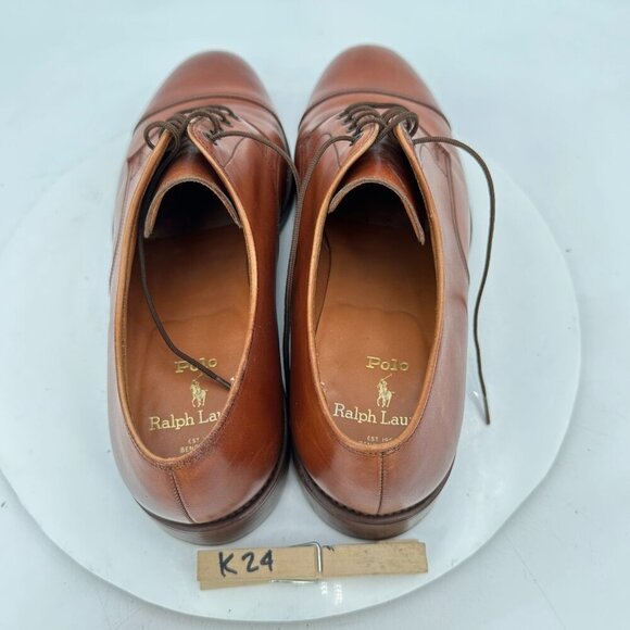 Polo Ralph Lauren Men UK 9.5D US 10D Brown Leather Cap Toe Derby England Shoe - Picture 9 of 11